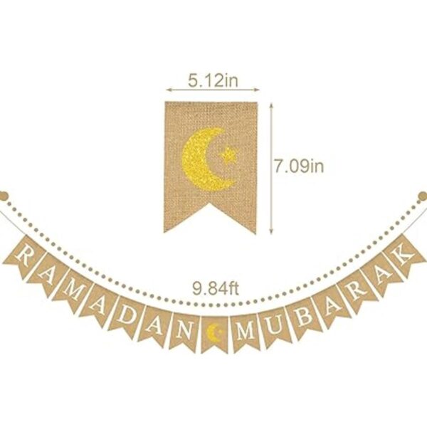 Yute Ramadan Pancarta de arpillera con luna y estrella_3