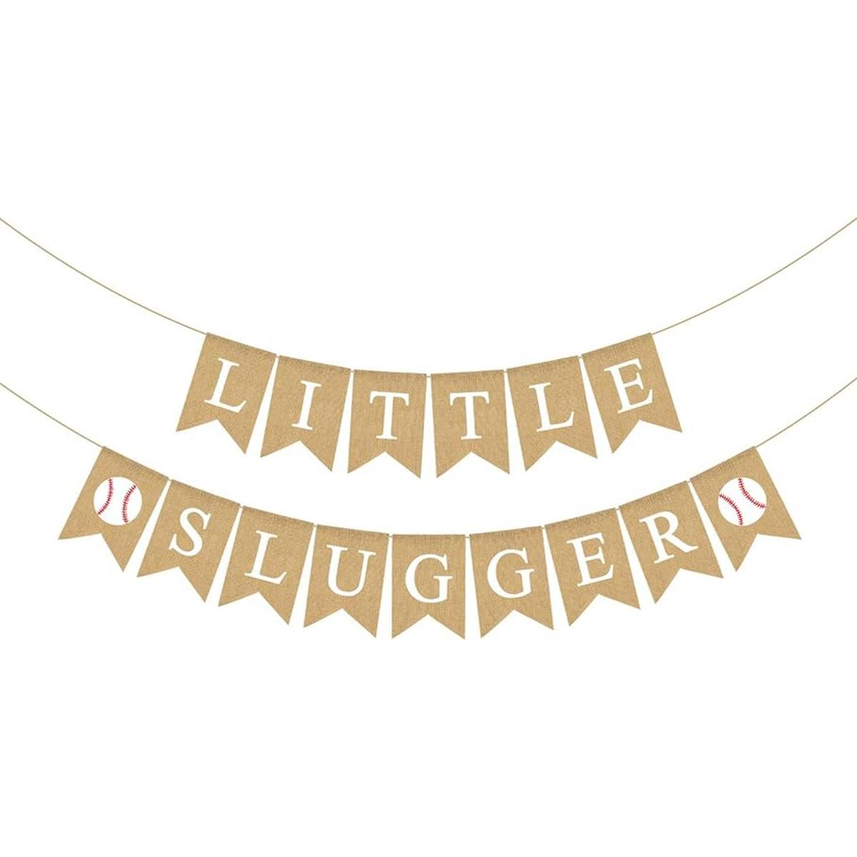Yute Arpillera Little Slugger Banner Niño Béisbol Tema