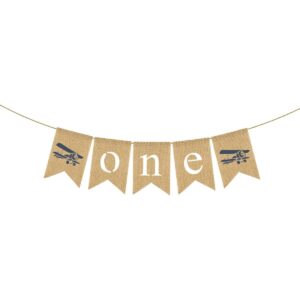 Yute Arpillera Avión Tema Una Silla Alta Banner Boy 1st_1