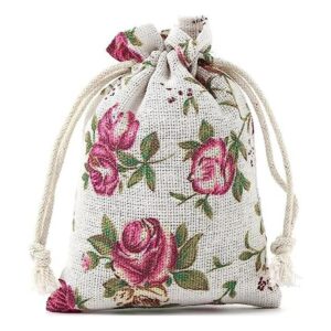 YoungJewl 50 bolsas de arpillera con cordón de lino rosas