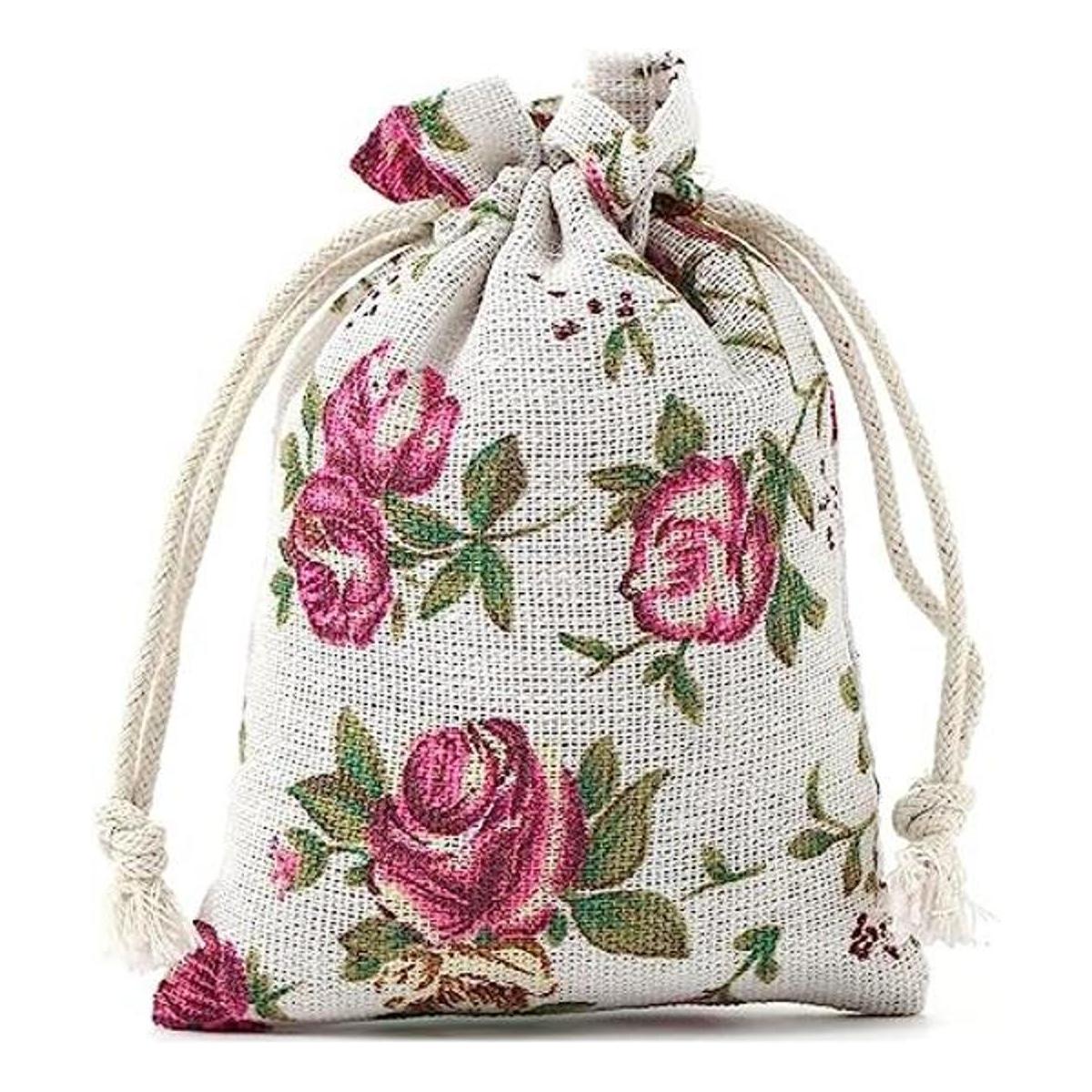 YoungJewl 50 bolsas de arpillera con cordón de lino rosas