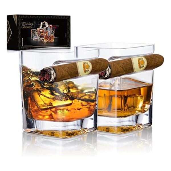 YouYah Juego de 2 vasos de whisky con soporte para_1