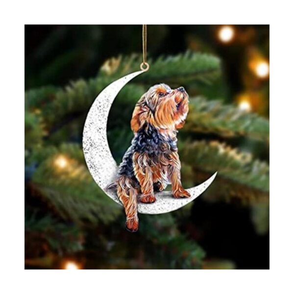 Yorkshire Terrier Sit on The Moon Adorno conmemorativo_1