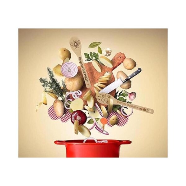 YUJU Juego de 5 cucharas de cocina de madera de abeja