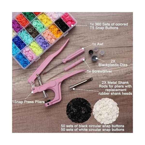 YUSBUTON Polygon snap kit with snap Pliers 473pcs T5 snap