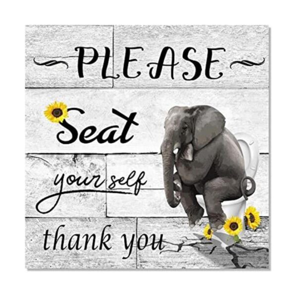 YPY Letrero artístico en lienzo para baño elefante negro
