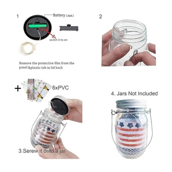 YJFWAL Luz solar para tapa de masón paquete de 8 30 luces