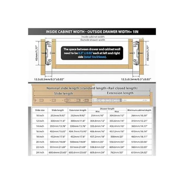 YENUO Diapositivas de cajón de extensión completa de acero_6