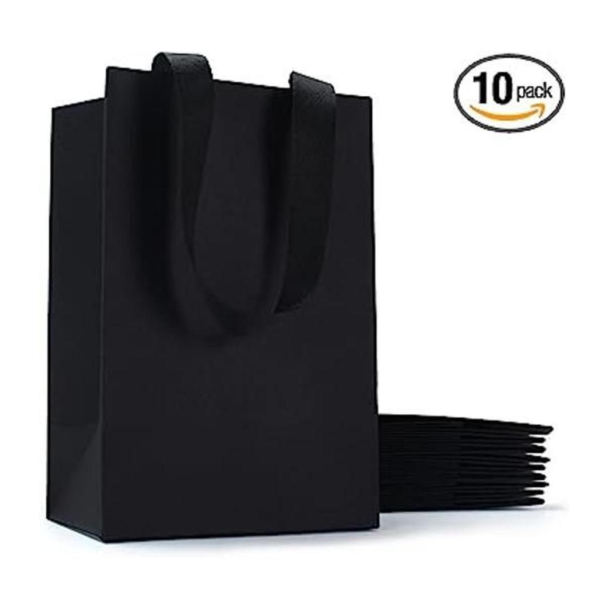 YACEYACE Bolsas de regalo negras con asas 10 bolsas de