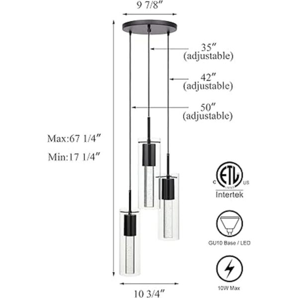 XiNBEi Lighting Lámpara colgante moderna de 3 luces en