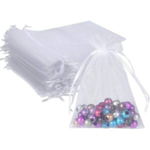 Wudygirl 100 bolsas de organza blanca de 5.0 x 7.0 in_1
