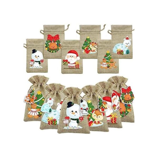 WorldBazaar Bolsas de regalo pequeñas de yute de Navidad