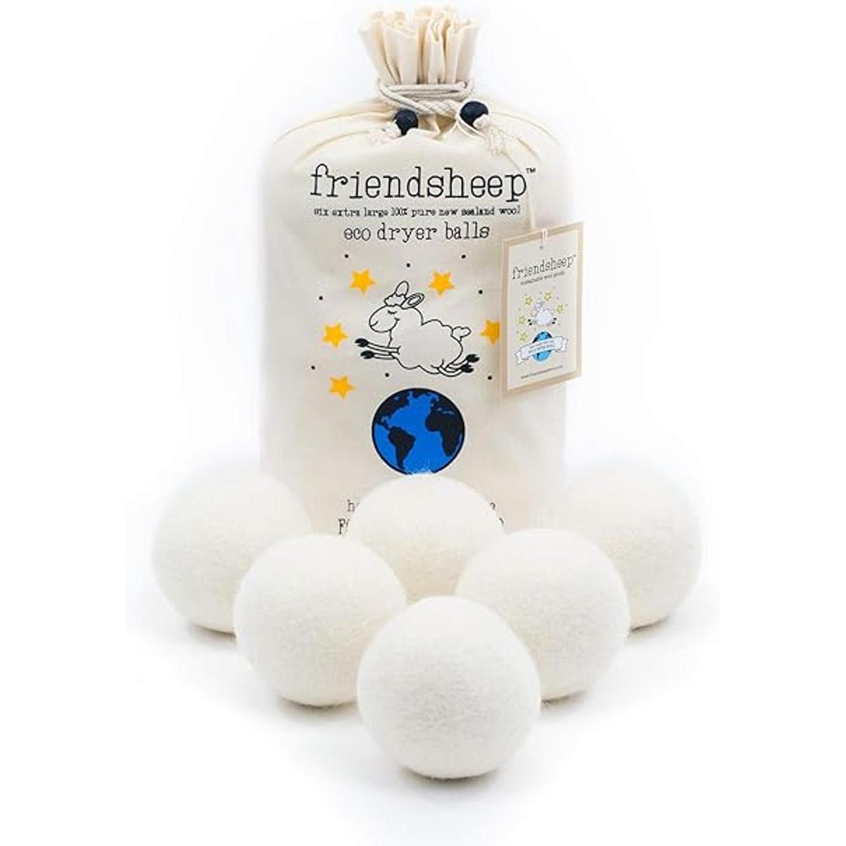 Wool Dryer Balls by Friendsheep 6 Pack XL Organic Premium