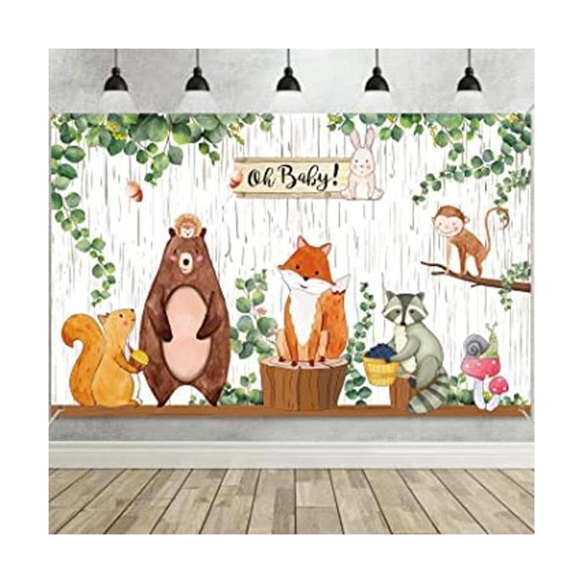 Woodland Cartel de fondo para baby shower tela grande