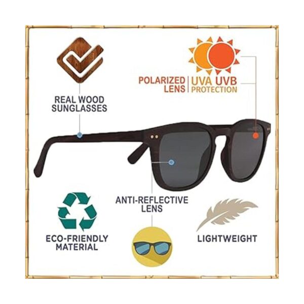 Woodies Lentes de sol Full Foster de madera de ébano con_4