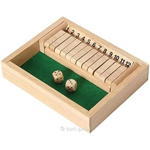 Wooden 12 Shut The Box Game Juego de viaje pequeño_2