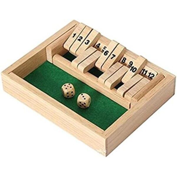 Wooden 12 Shut The Box Game Juego de viaje pequeño_1