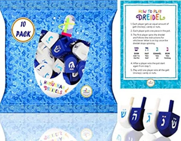 Wood Dreidel 30 Dreidels de madera maciza azul y blanco de_1