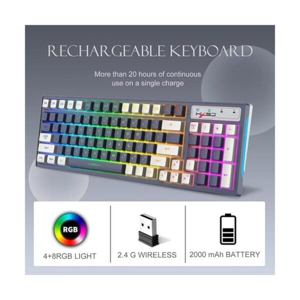 Wireless Gaming Keyboard RGB Backlit Rechargeable 2000mAh_2