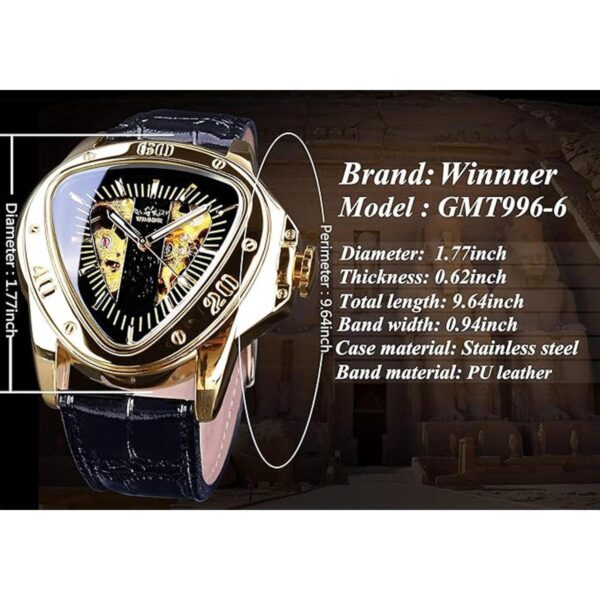 Winner Fashion Reloj de pulsera mecánico triángulo de_5