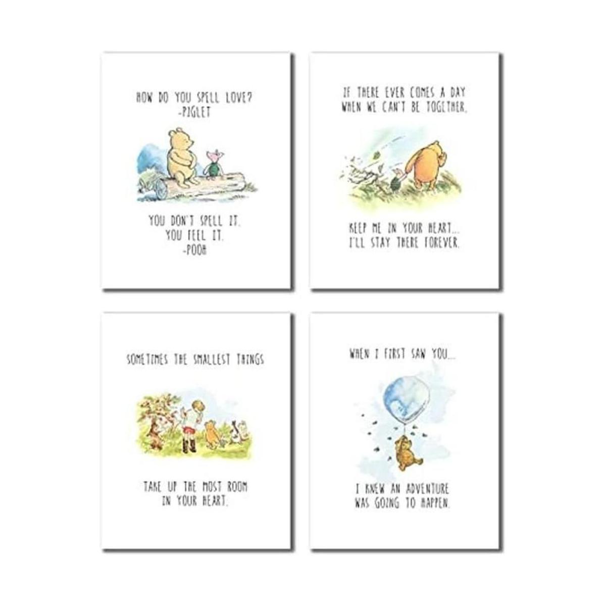 Winnie the Pooh impresiones de arte Conjunto de cuatro