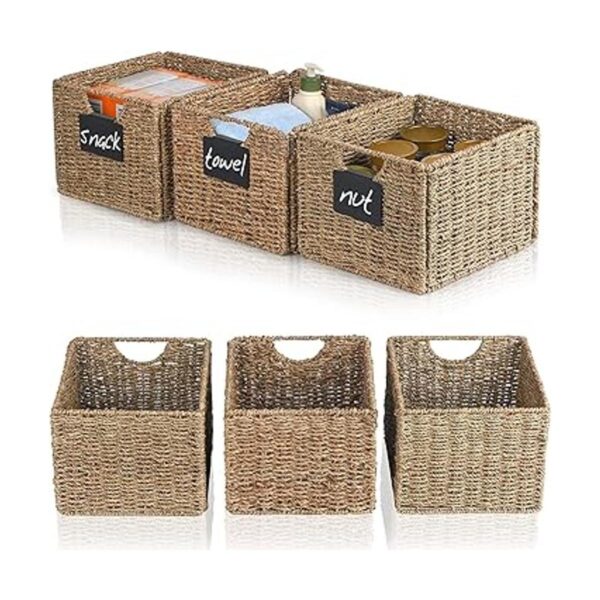 Wicker Storage Basket Woven Storage Basket with Labels_5