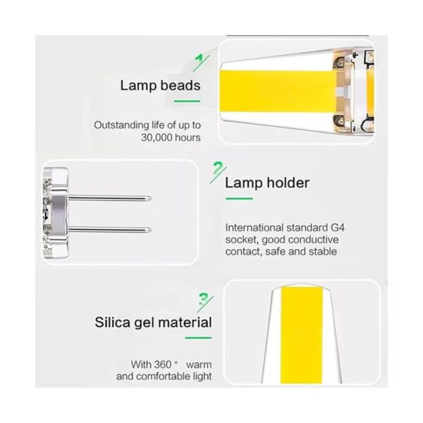 Welitesim 6 bombillas LED de base bipin de 3 W CADC12 V