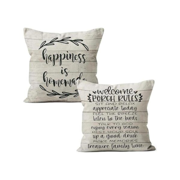 Welcome Porch Rules Happiness is Homemade Funda de_1