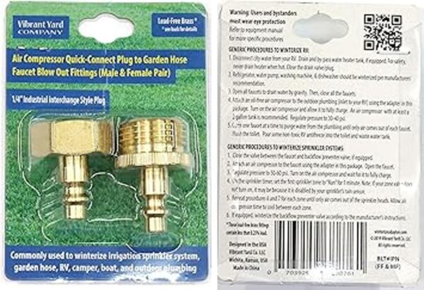 Water Blowout Quick Connect Plug Fittings for Air