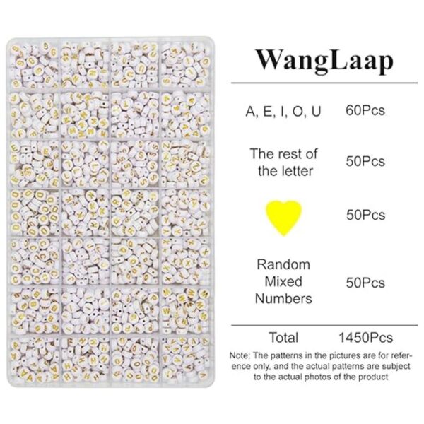 WangLaap Juego de 1450 cuentas de letras redondas de_2