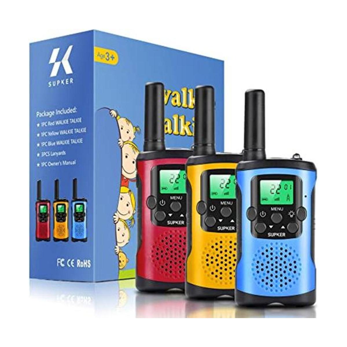 Walkie Talkies para niños 3 unidades 22 canales radio