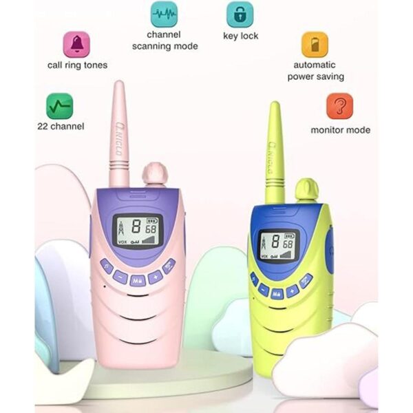 Walkie talkies recargables para niños 22 canales de largo_4