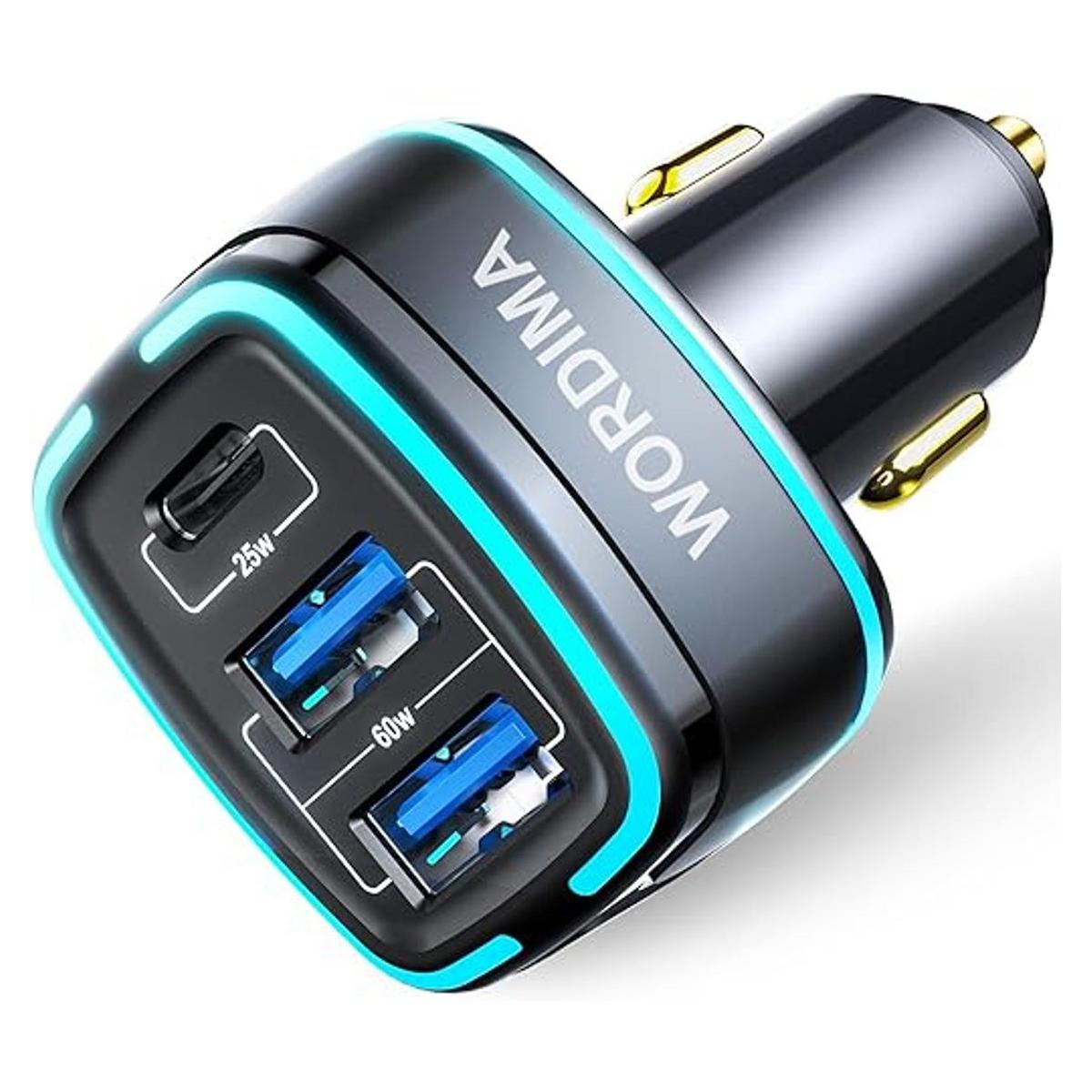 WORDIMA Cargador de coche USB C de 85 W cargador USB de