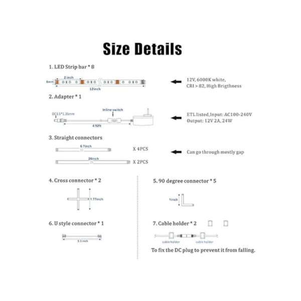WOBANE Kit de luces LED para pantalla LED juego de 8
