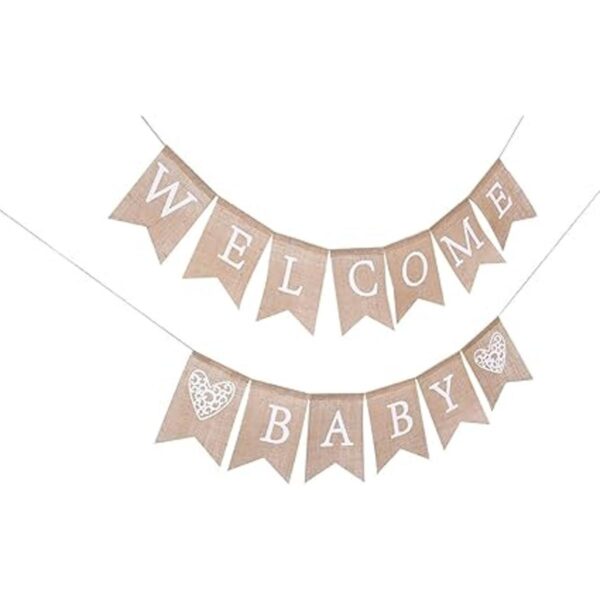 WAWOO Banner de bienvenida para bebé de arpillera