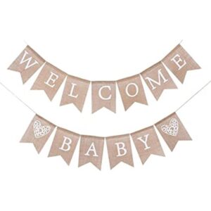 WAWOO Banner de bienvenida para bebé de arpillera