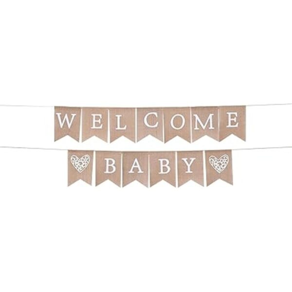 WAWOO Banner de bienvenida para bebé de arpillera