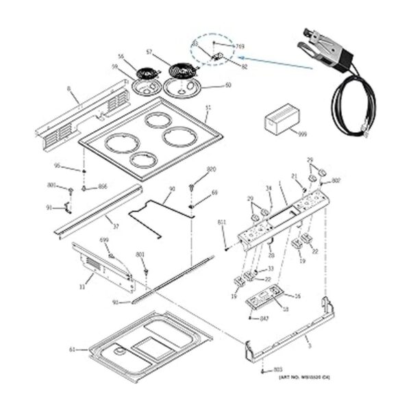WB2X8228 Kit de receptáculo y alambre para gamas de punto