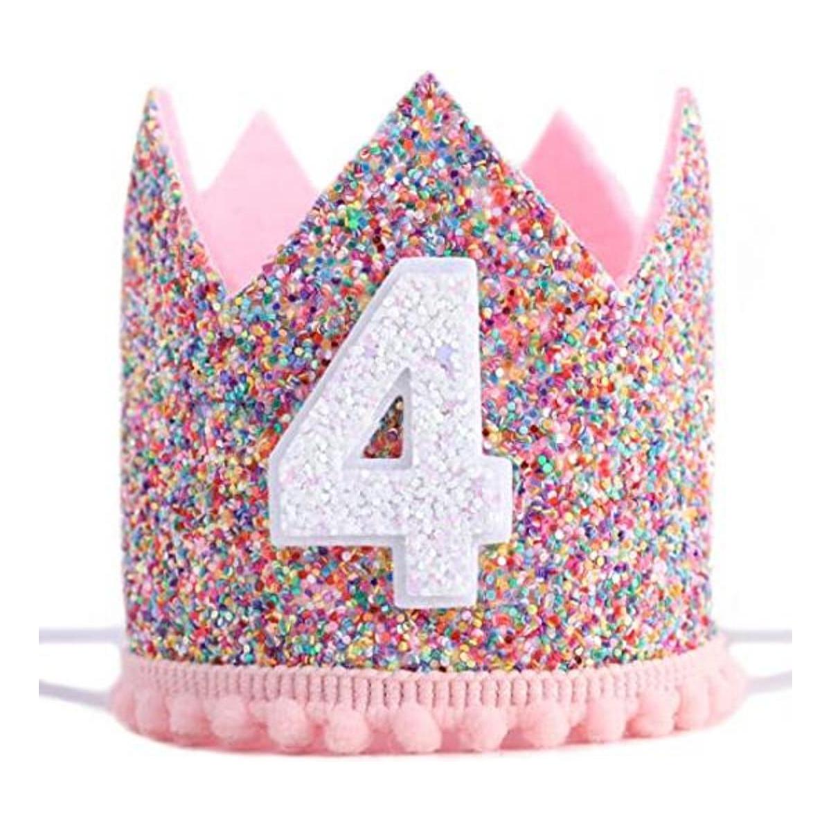 WAHAWU Corona de arcoíris para fiesta de cumpleaños de 4