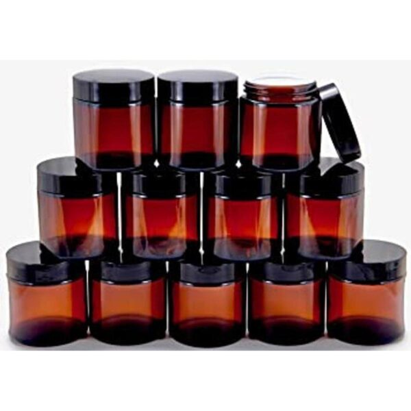 Vivaplex 12 ámbar redondo de 4 oz tarros de vidrio_1