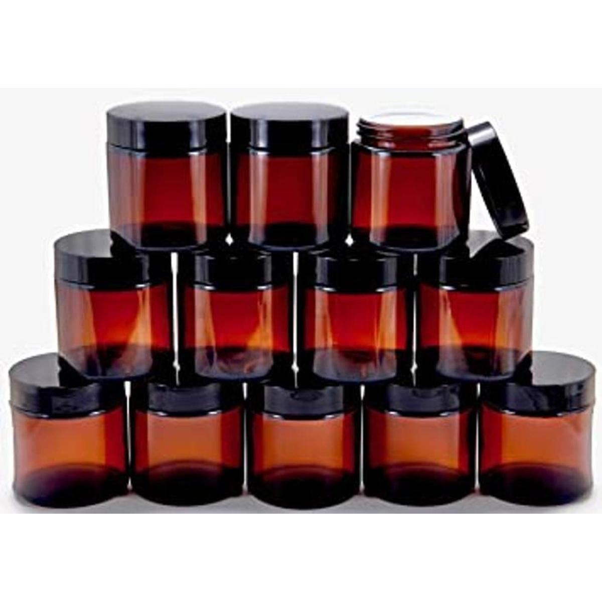 Vivaplex 12 ámbar redondo de 4 oz tarros de vidrio