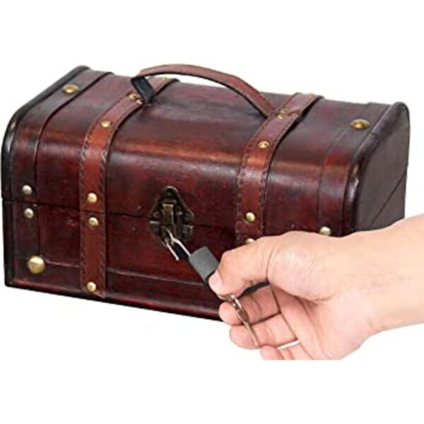 Vintiquewise Caja decorativa del tesoro de madera vintage_1