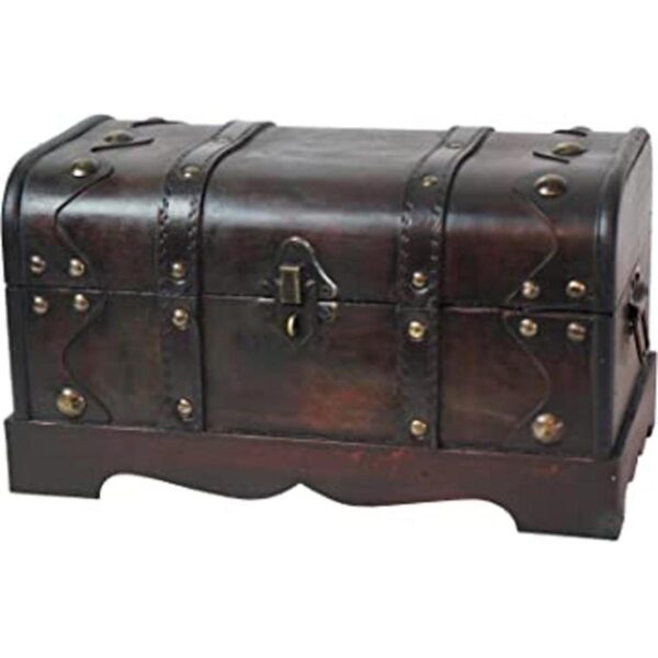 Vintiquewise TM Cofre del tesoro de madera pequeño_1