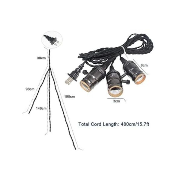 Vintage Triple luz colgante colgante cable de luz_2