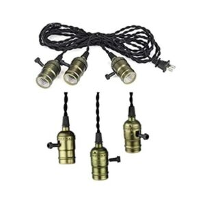 Vintage Triple luz colgante colgante cable de luz_1