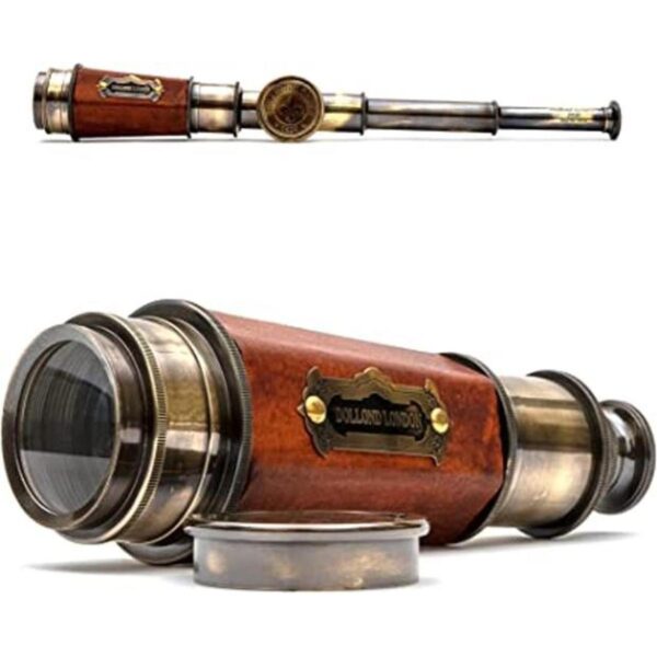 Vintage Ship Telescopio hexagonal de latón de 20_1