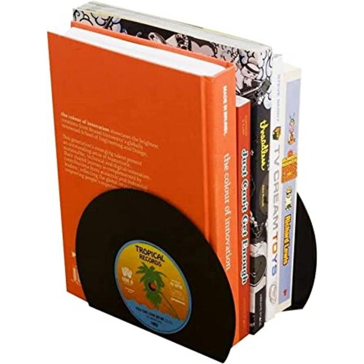 VinBee Sujetalibros de vinilo retro extremos de libro de