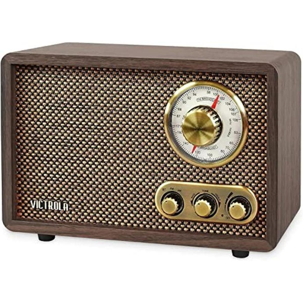 Victrola Radio Bluetooth de madera retro FMAM con esfera