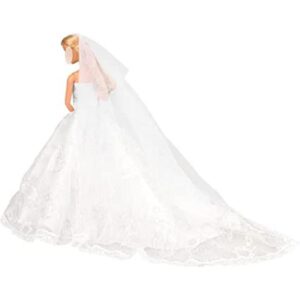 Vestido de boda con velo blanco Barwa para muñeca Barbie