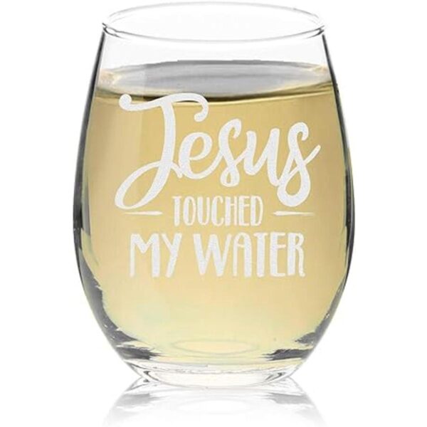 Veracco Jesús Touched My Water Copa de vino divertida_2